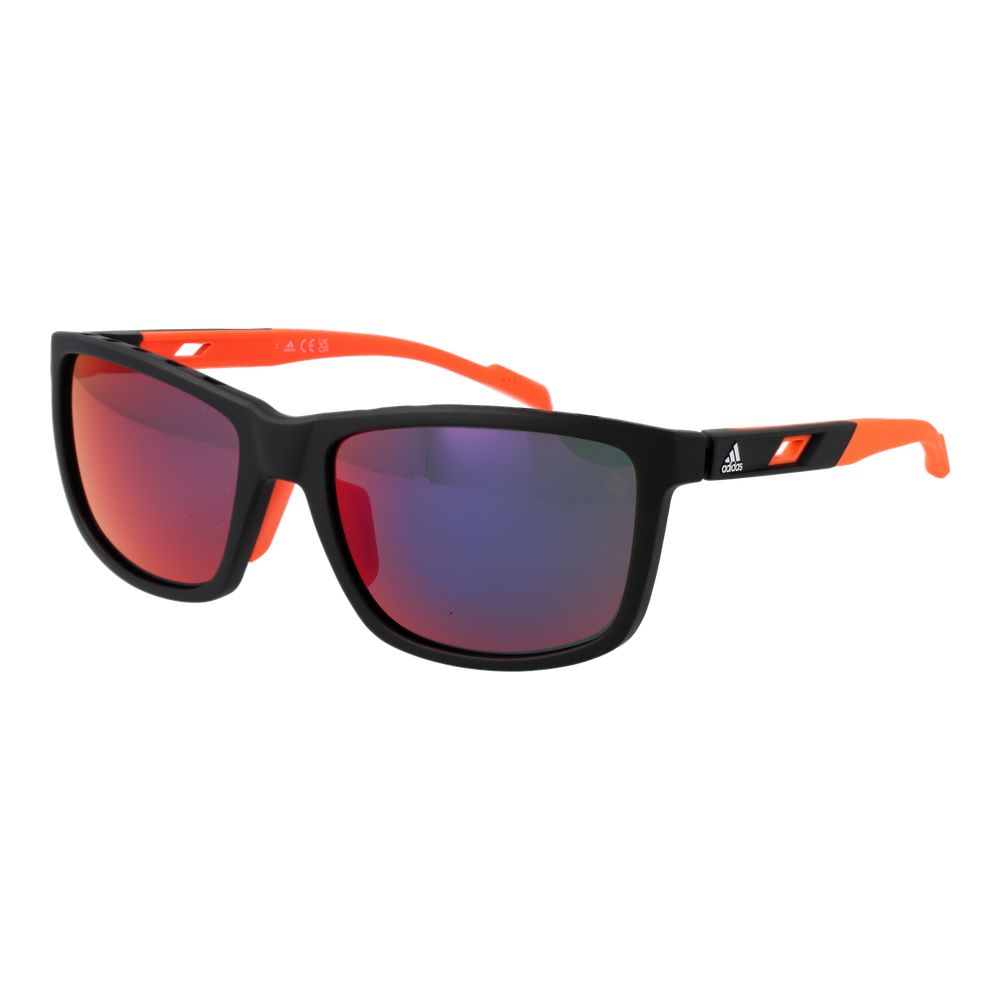 Adidas Men’s Sunglasses – Black Rectangle Frame, Purple Mirrored Lenses