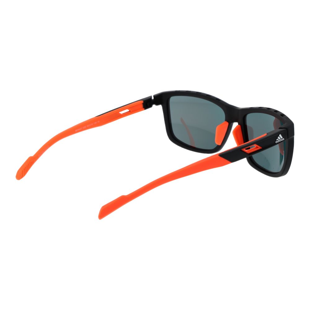 Adidas Men’s Sunglasses – Black Rectangle Frame, Purple Mirrored Lenses