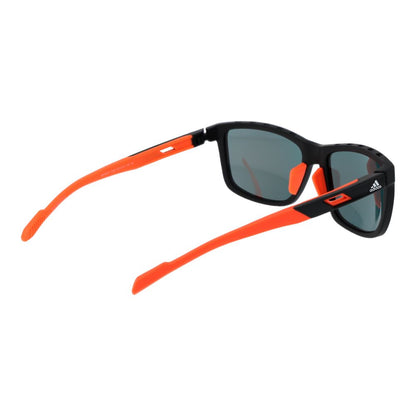 Adidas Men’s Sunglasses – Black Rectangle Frame, Purple Mirrored Lenses