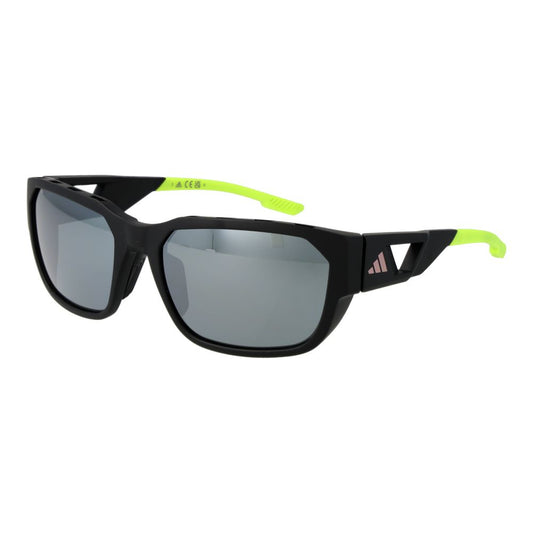 Adidas Men’s Sunglasses – Black Rectangle Frame, Silver Mirrored Lenses