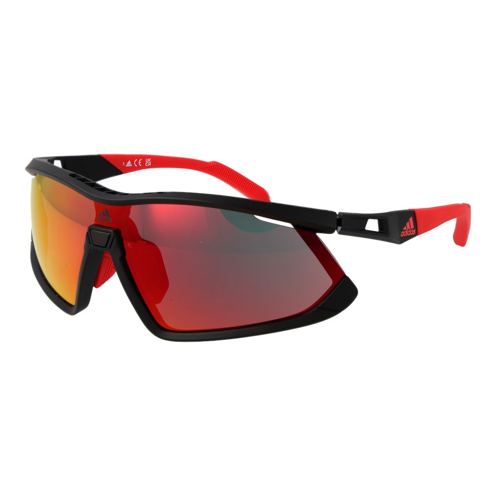 Adidas Unisex Sunglasses – Black Half-Rim Frame, Red Mirrored Lenses