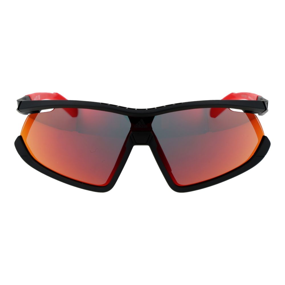 Adidas Unisex Sunglasses – Black Half-Rim Frame, Red Mirrored Lenses