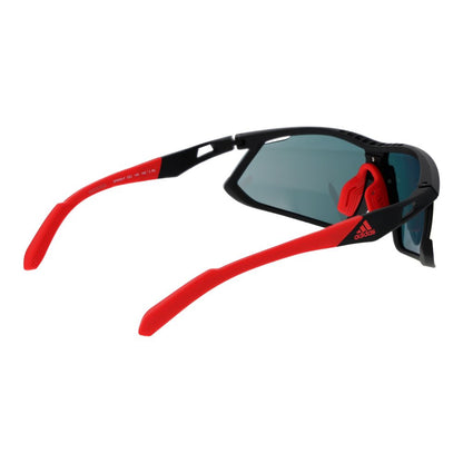 Adidas Unisex Sunglasses – Black Half-Rim Frame, Red Mirrored Lenses