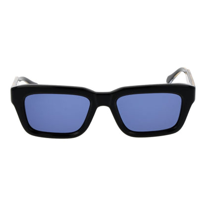 Replay Men’s Sunglasses – Black Rectangle Frame, Blue Lenses