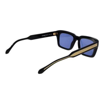 Replay Men’s Sunglasses – Black Rectangle Frame, Blue Lenses