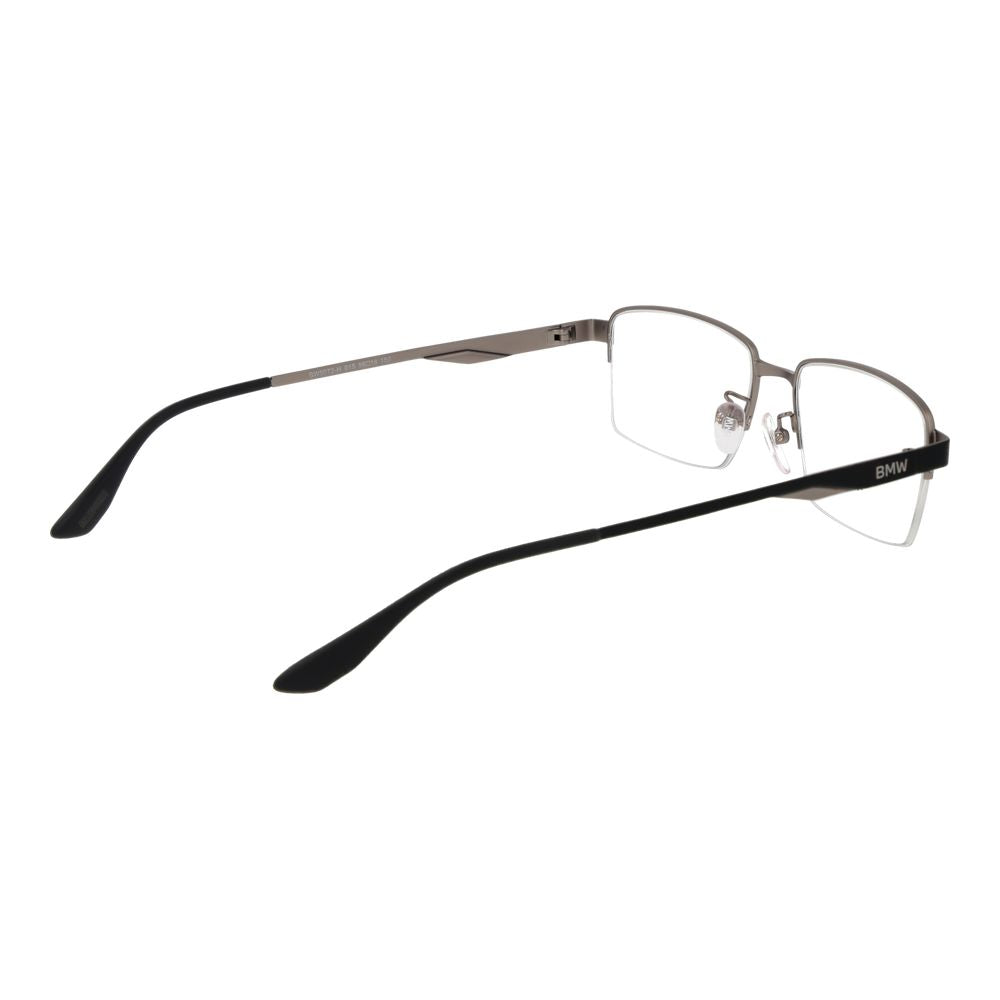 BMW Men's Gunmetal Half-Rim Optical Glasses – Rectangle Frame