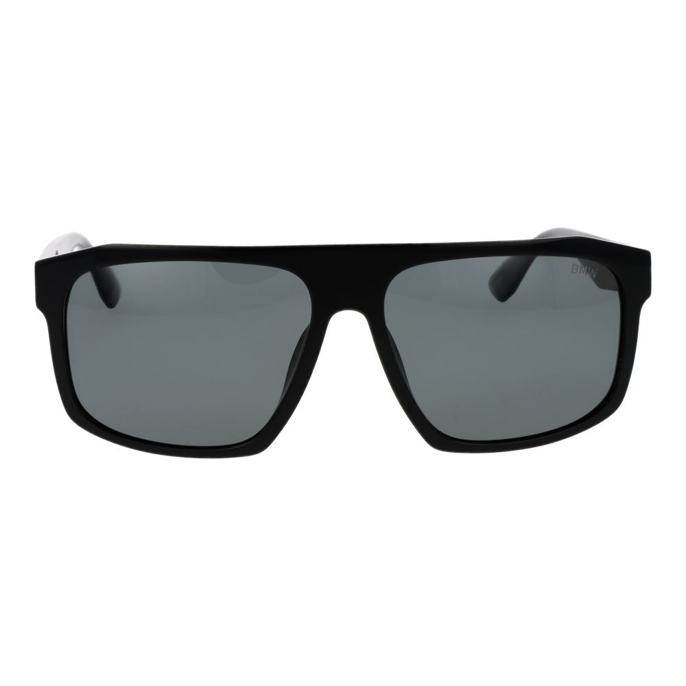 BMW Men's Sunglasses – Black Square Frame, Grey Lenses