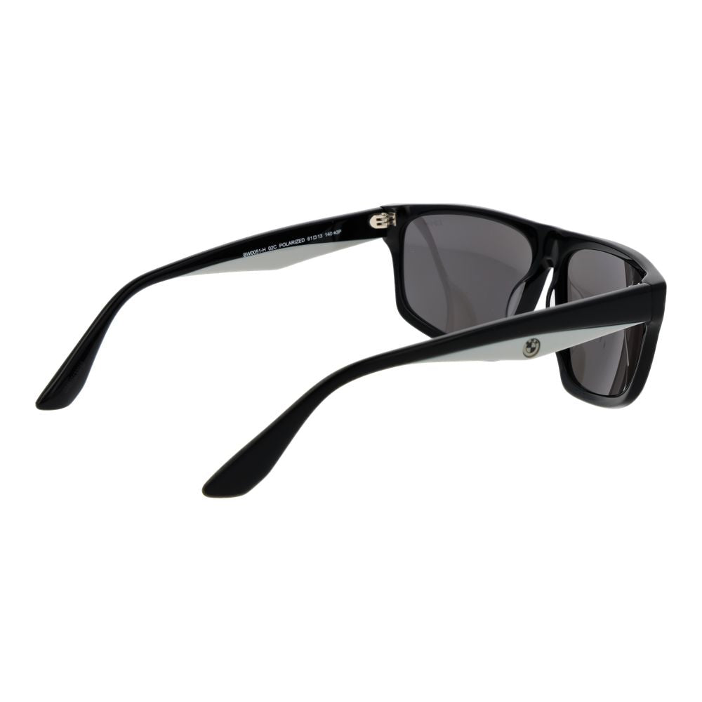 BMW Men’s Sunglasses – Black Full-Rim Frame, Grey Polarized Lenses