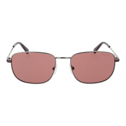Gant Men’s Silver Metal Sunglasses – Rectangle Frame, Pink Lenses