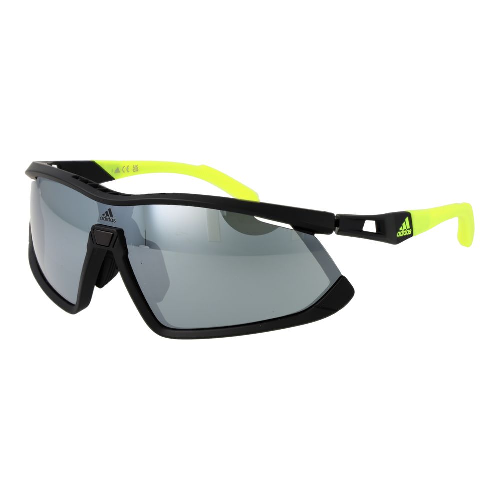 Adidas Unisex Black Sunglasses – Half-Rim Frame, Silver Mirrored Lenses