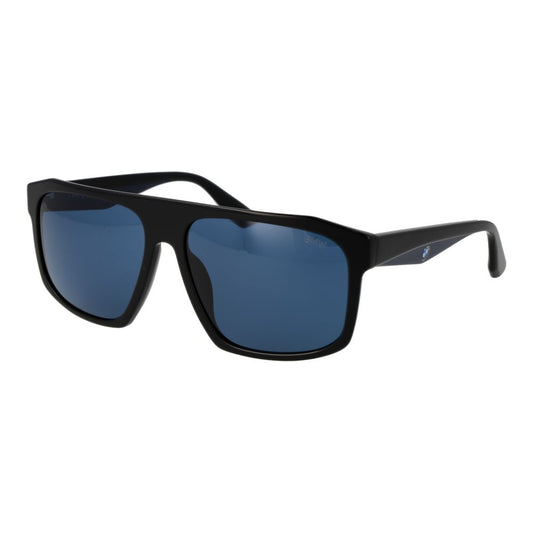 BMW Men's Sunglasses – Black Square Frame, Blue Lenses