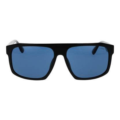 BMW Men's Sunglasses – Black Square Frame, Blue Lenses