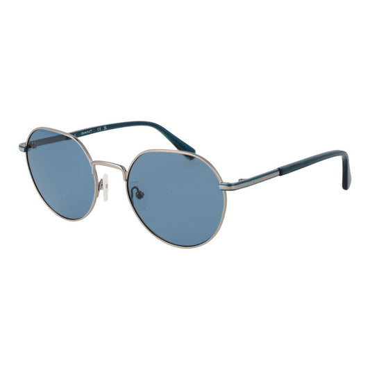 Gant Men’s Sunglasses – Silver Round Metal Frame, Blue Lenses