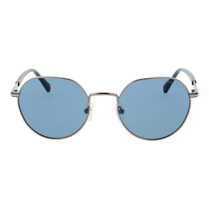Gant Men’s Sunglasses – Silver Round Metal Frame, Blue Lenses