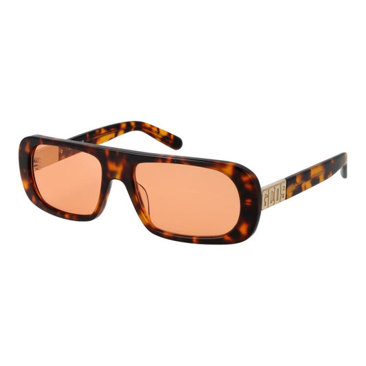 GCDS Unisex Sunglasses – Multicolor Rectangle Frame, Orange Mirrored Lenses