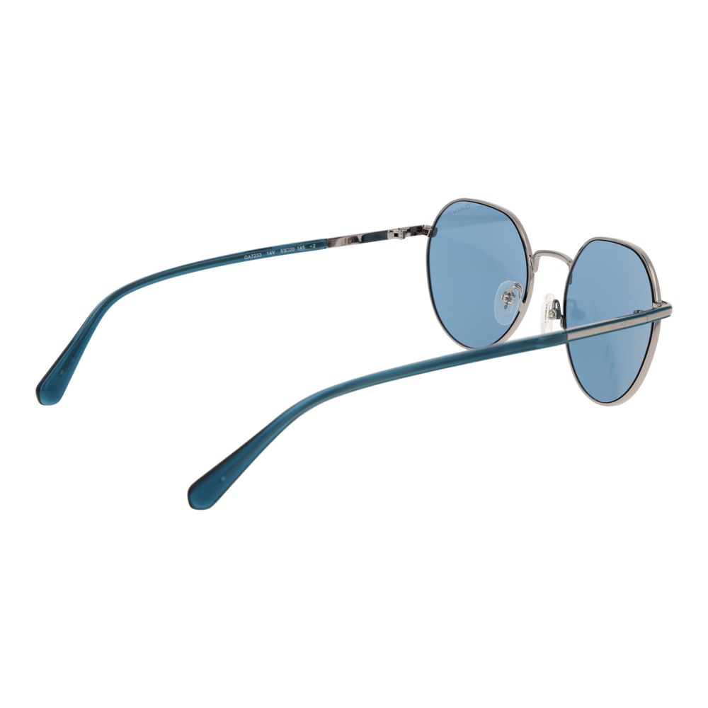 Gant Men’s Sunglasses – Silver Round Metal Frame, Blue Lenses