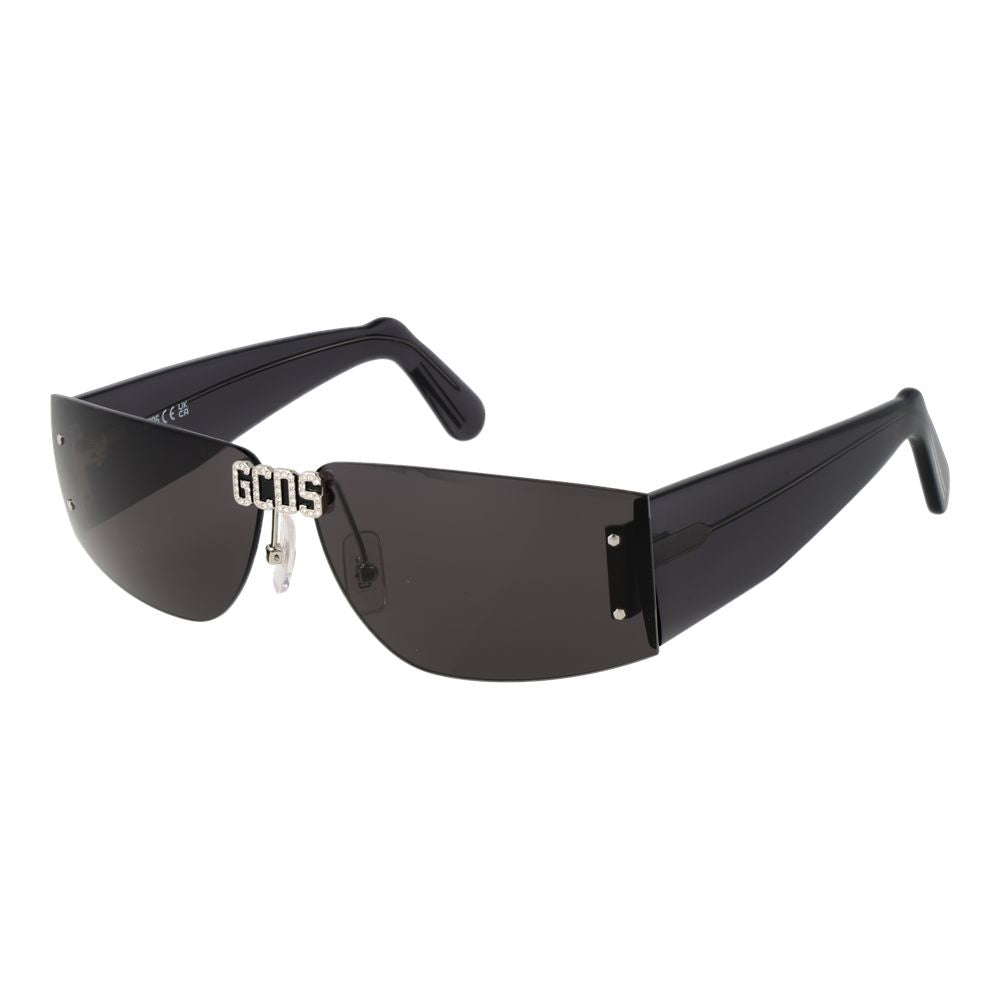 GCDS Unisex Black Plastic Sunglasses – Rimless Rectangle Design with Grey Lenses