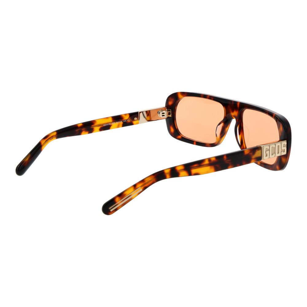 GCDS Unisex Sunglasses – Multicolor Rectangle Frame, Orange Mirrored Lenses