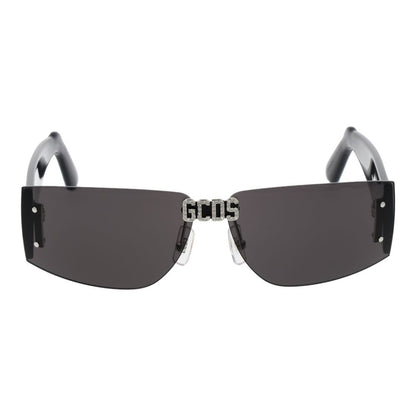 GCDS Unisex Black Plastic Sunglasses – Rimless Rectangle Design with Grey Lenses