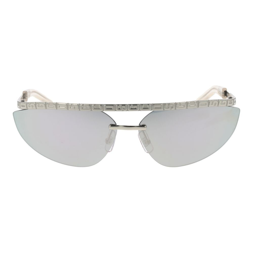 GCDS Unisex Sunglasses – Silver Browline Frame, Mirrored Lenses