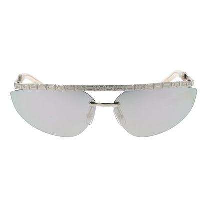 GCDS Unisex Sunglasses – Silver Browline Frame, Mirrored Lenses