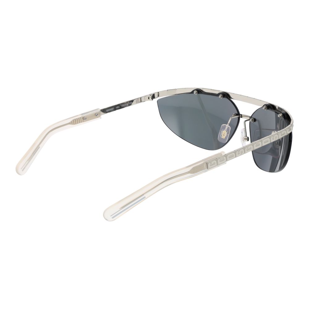 GCDS Unisex Sunglasses – Silver Browline Frame, Mirrored Lenses
