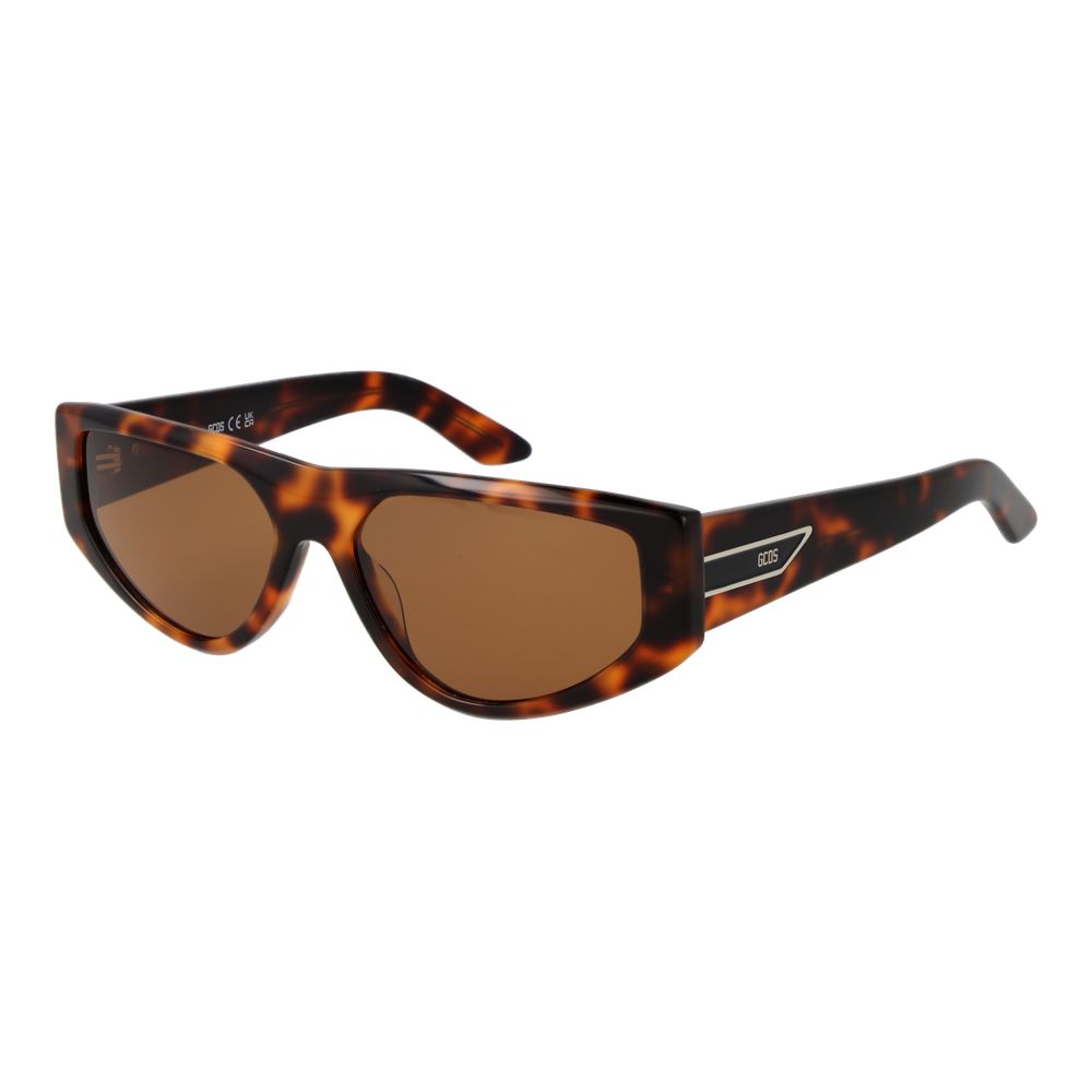 GCDS Women’s Sunglasses – Brown Full-Rim Frame, Orange Lenses