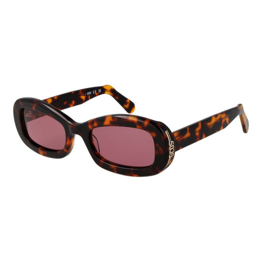 GCDS Unisex Sunglasses – Brown Rectangle Frame, Pink Lenses