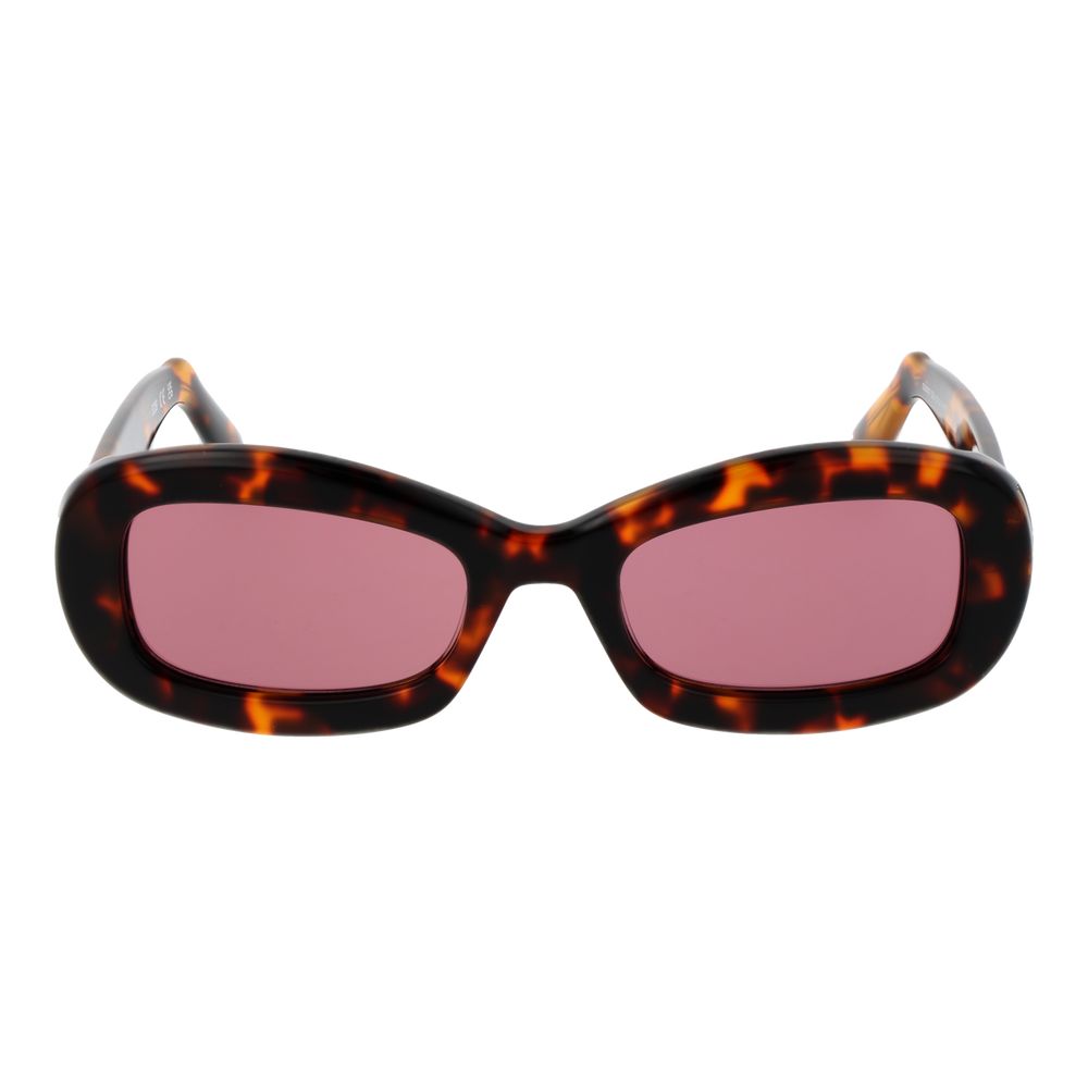 GCDS Unisex Sunglasses – Brown Rectangle Frame, Pink Lenses