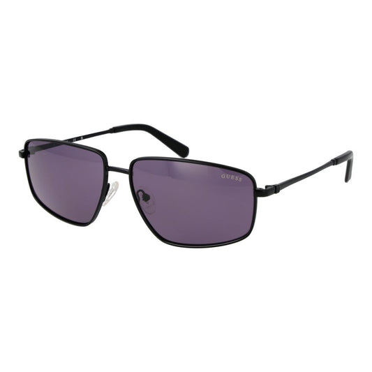 Guess Men’s Sunglasses – Black Rectangle Frame, Purple Lenses