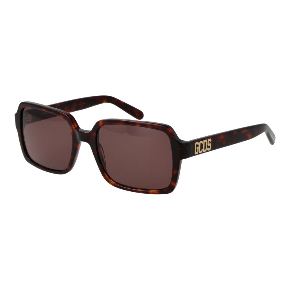 GCDS Unisex Sunglasses – Brown Square Frame, Burgundy Lenses