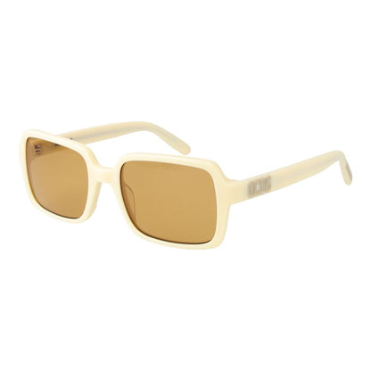 GCDS Unisex Sunglasses – Cream Square Frame, Orange Lenses