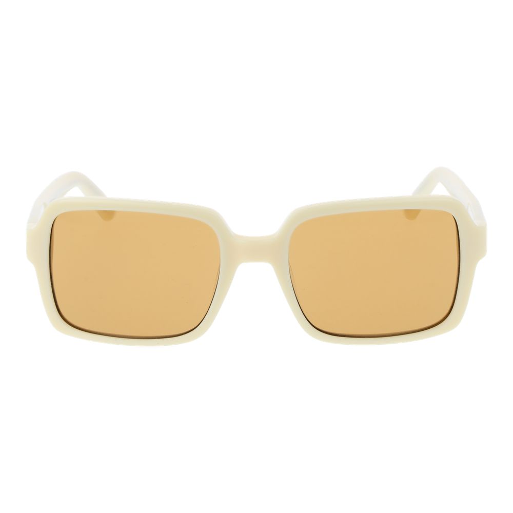 GCDS Unisex Sunglasses – Cream Square Frame, Orange Lenses
