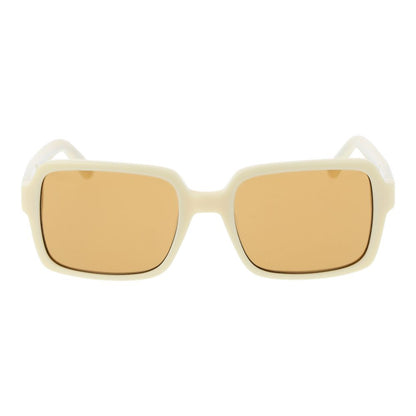 GCDS Unisex Sunglasses – Cream Square Frame, Orange Lenses