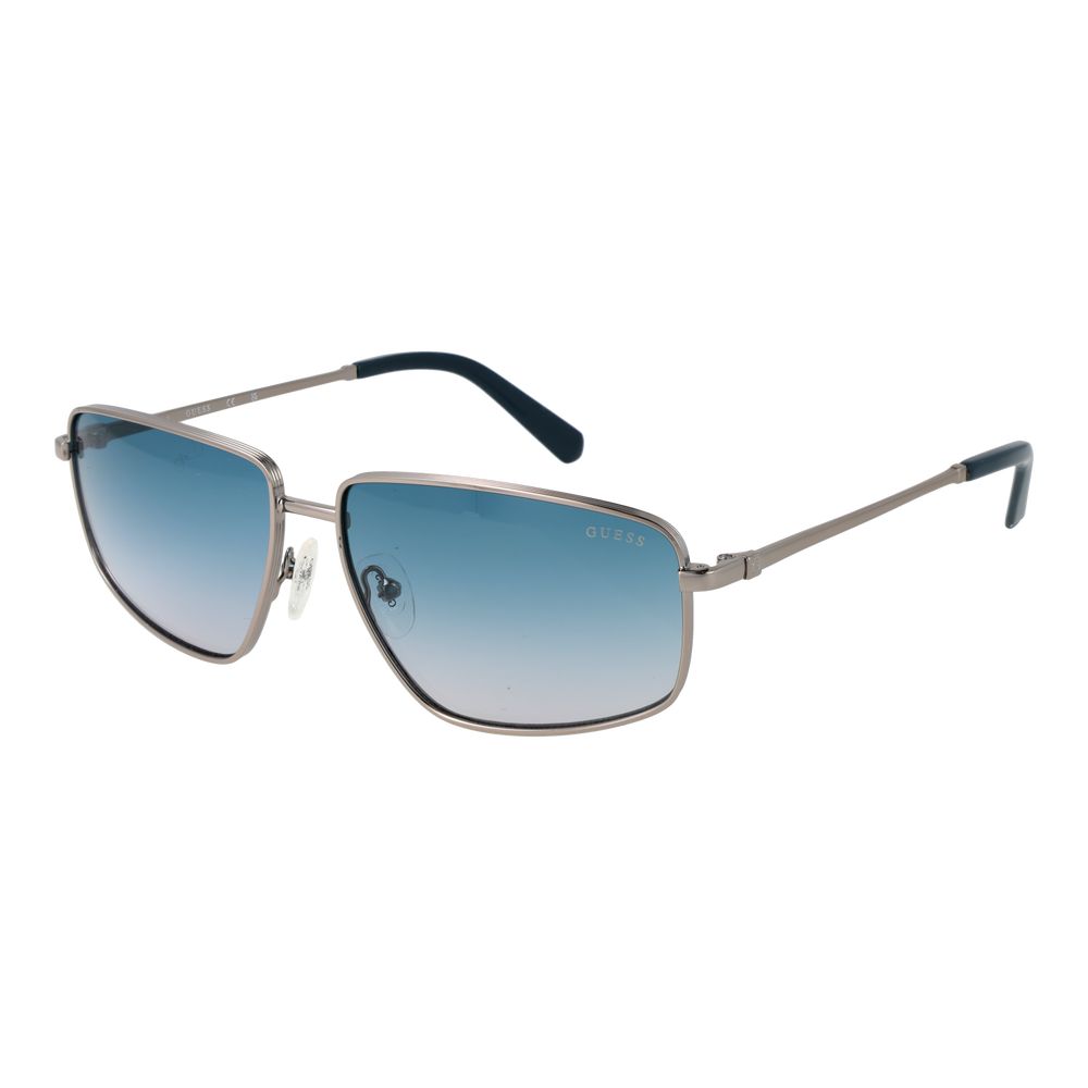 Guess Men’s Sunglasses – Silver Full-Rim Frame, Blue Gradient Lenses