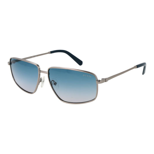 Guess Men’s Sunglasses – Silver Full-Rim Frame, Blue Gradient Lenses