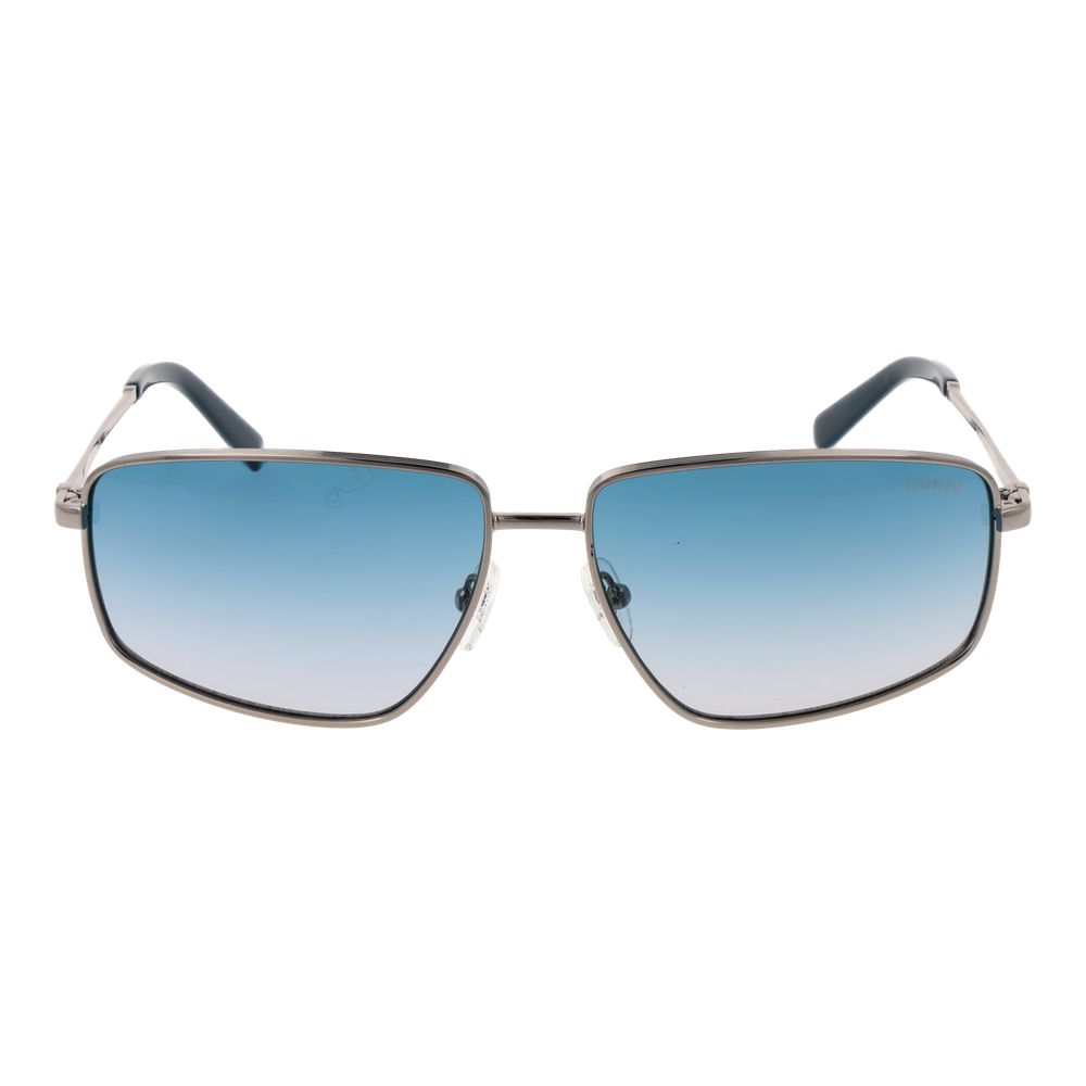 Guess Men’s Sunglasses – Silver Full-Rim Frame, Blue Gradient Lenses
