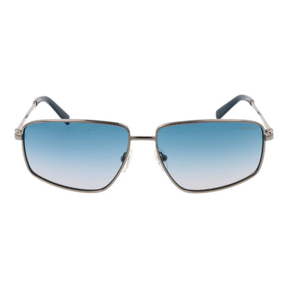 Guess Men’s Sunglasses – Silver Full-Rim Frame, Blue Gradient Lenses