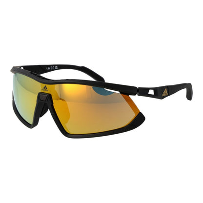 Adidas Unisex Sunglasses – Black Half-Rim Frame, Yellow Mirrored Lenses