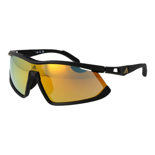 Adidas Unisex Sunglasses – Black Half-Rim Frame, Yellow Mirrored Lenses
