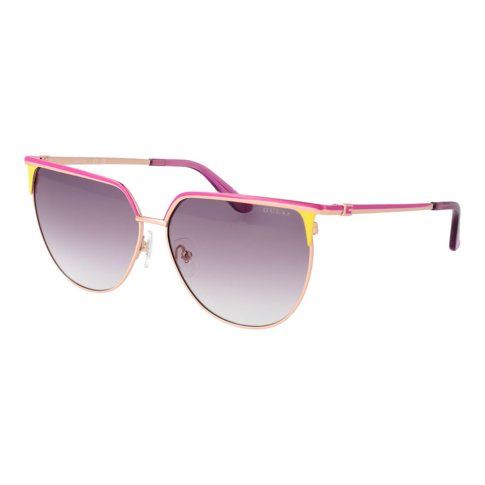 Guess Women’s Sunglasses – Rose Gold Butterfly Frame, Purple Gradient Lenses