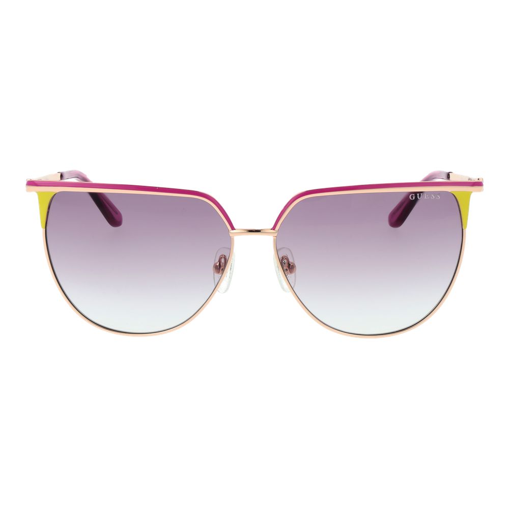 Guess Women’s Sunglasses – Rose Gold Butterfly Frame, Purple Gradient Lenses