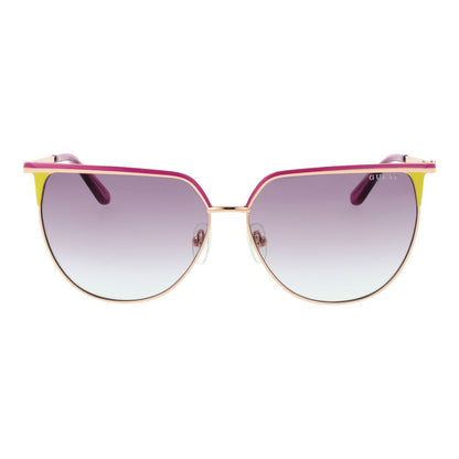 Guess Women’s Sunglasses – Rose Gold Butterfly Frame, Purple Gradient Lenses