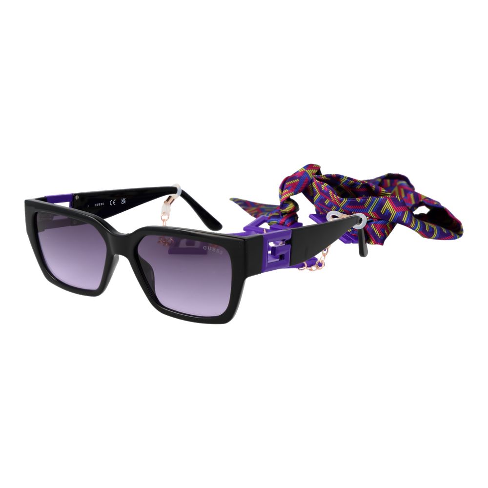 Guess Unisex Sunglasses – Black Cat Eye Frame, Purple Gradient Lenses