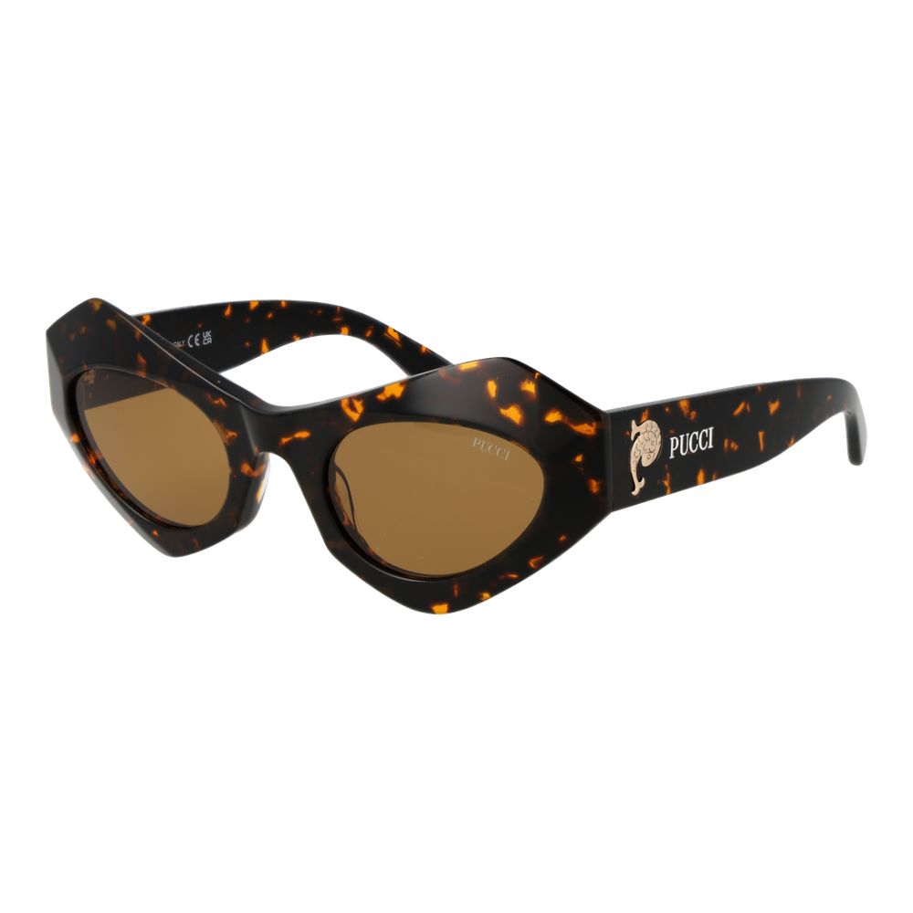Emilio Pucci Women’s Sunglasses – Brown Cat Eye Frame, Orange Lenses