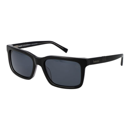 Timberland Men's Sunglasses – Black Rectangle Frame, Grey Polarized Lenses
