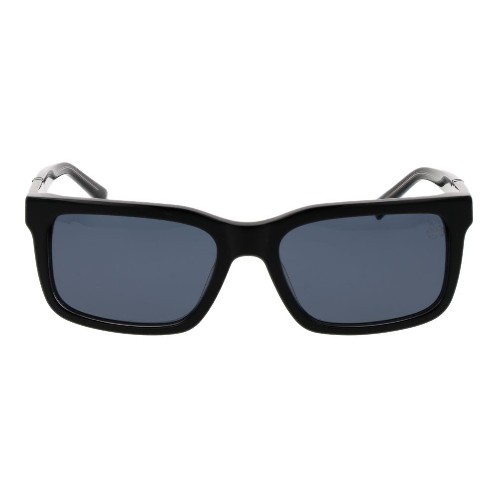 Timberland Men's Sunglasses – Black Rectangle Frame, Grey Polarized Lenses