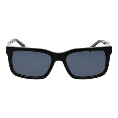 Timberland Men's Sunglasses – Black Rectangle Frame, Grey Polarized Lenses