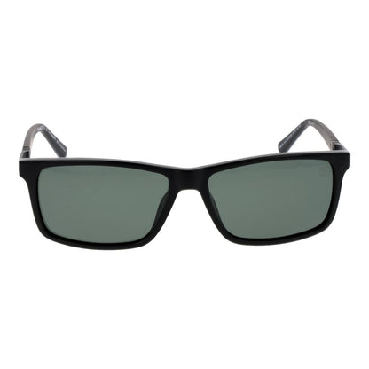 Timberland Men’s Sunglasses – Black Rectangle Frame, Green Polarized Lenses