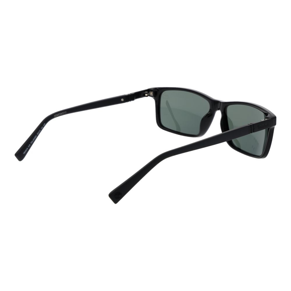 Timberland Men’s Sunglasses – Black Rectangle Frame, Green Polarized Lenses